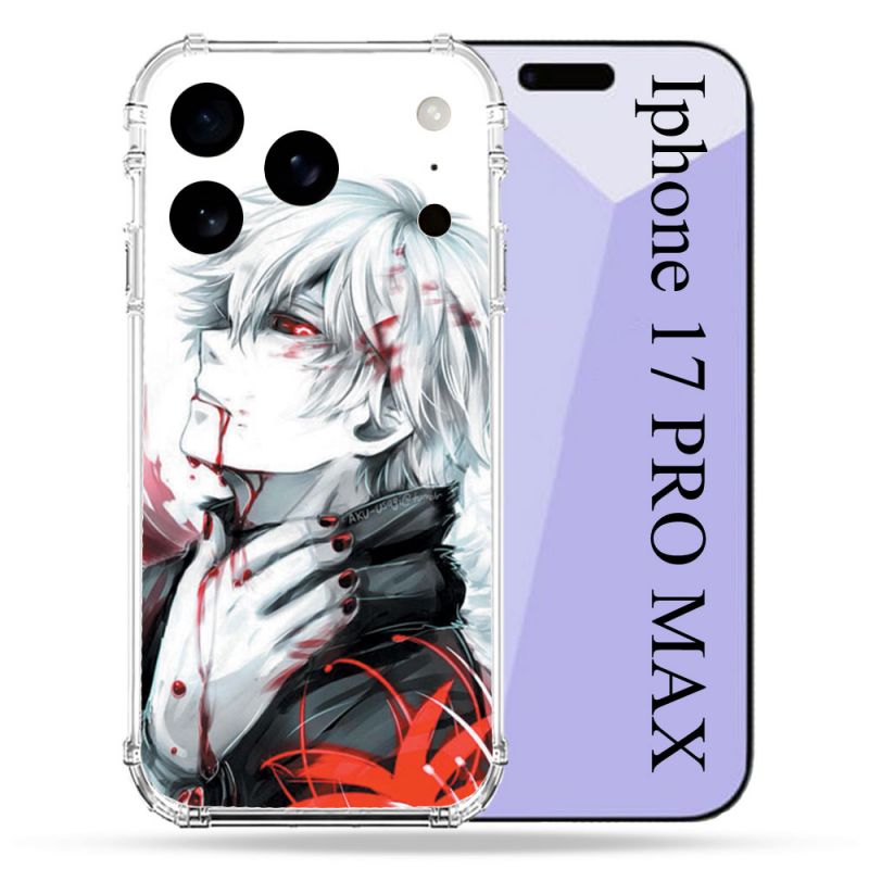 Coque Renforcée Pour Iphone 17 Pro Max Manga Tokyo Ghoul Kaneki Blanc