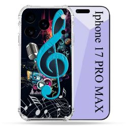 Coque Renforcée Pour Iphone 17 Pro Max Musique Cle Sol Bleu