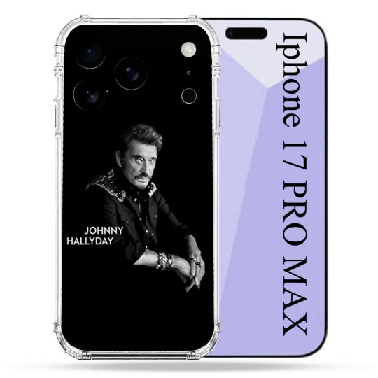Coque Renforcée Pour Iphone 17 Pro Max Musique Johnny Hallyday Noir
