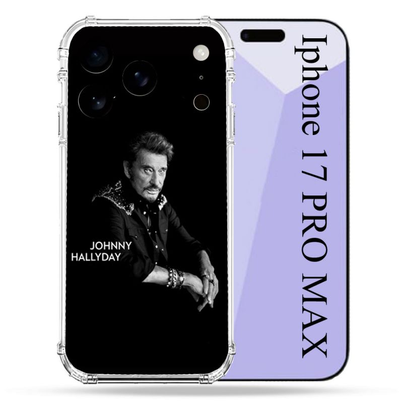 Coque Renforcée Pour Iphone 17 Pro Max Musique Johnny Hallyday Noir