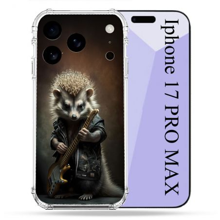 Coque Renforcée Pour Iphone 17 Pro Max Musique Rock Herisson