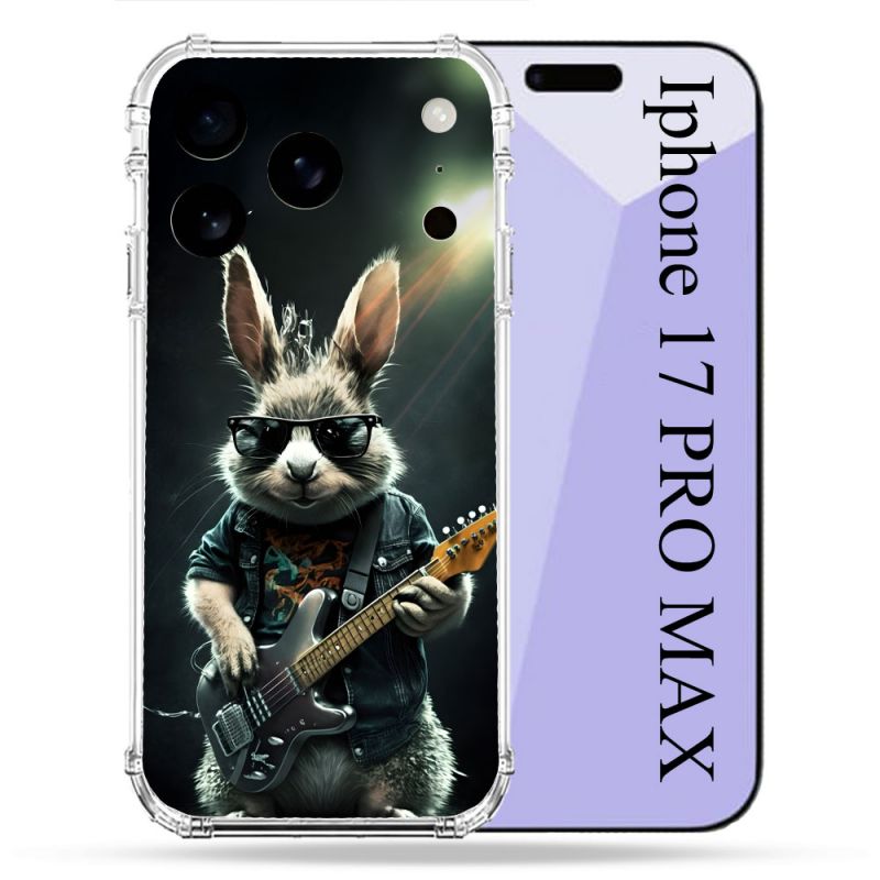 Coque Renforcée Pour Iphone 17 Pro Max Musique Rock Lapin
