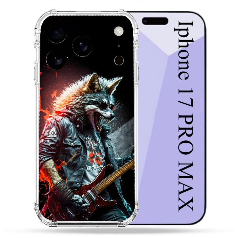 Coque Renforcée Pour Iphone 17 Pro Max Musique Rock Loup