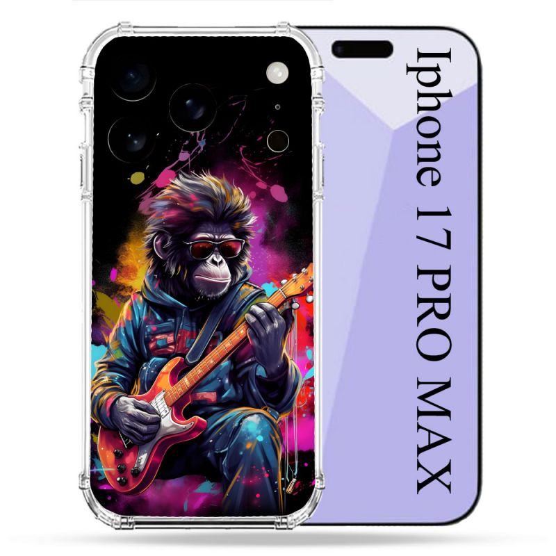 Coque Renforcée Pour Iphone 17 Pro Max Musique Rock Singe