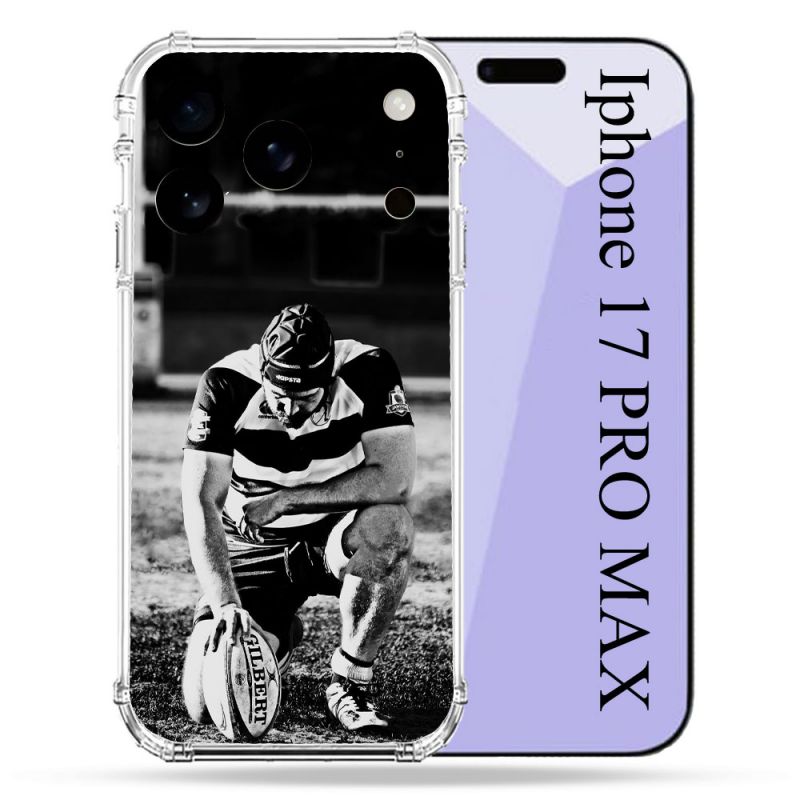 Coque Renforcée Pour Iphone 17 Pro Max Sport Rugby Noir Blanc