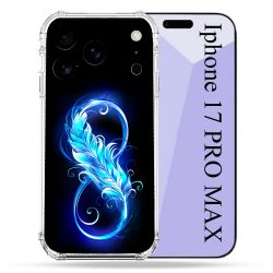 Coque Renforcée Pour Iphone 17 Pro Max Texture Plume Infini Bleu
