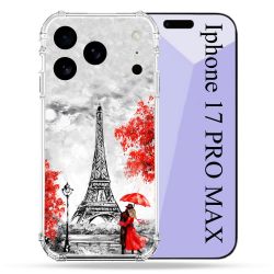 Coque Renforcée Pour Iphone 17 Pro Max Voyage France Paris Rouge