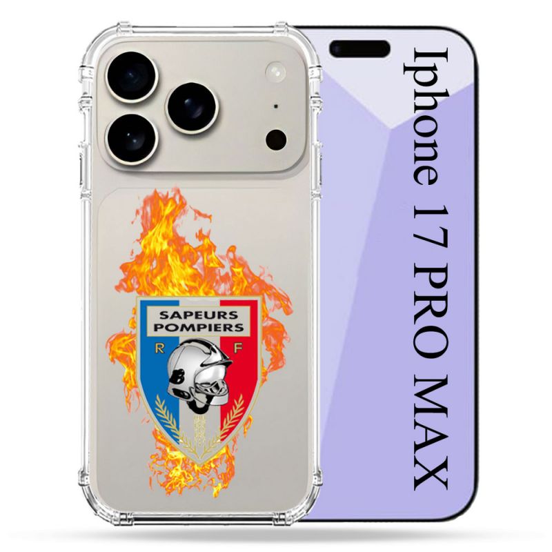 Coque Renforcée Transparente Pour Iphone 17 Pro Max Pompier Feu