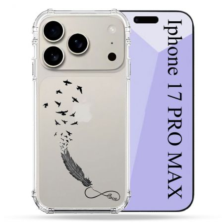 Coque Renforcée Transparente Pour Iphone 17 Pro Max Plume Infini