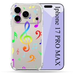 Coque Renforcée Transparente Pour Iphone 17 Pro Max Note Musique Colore