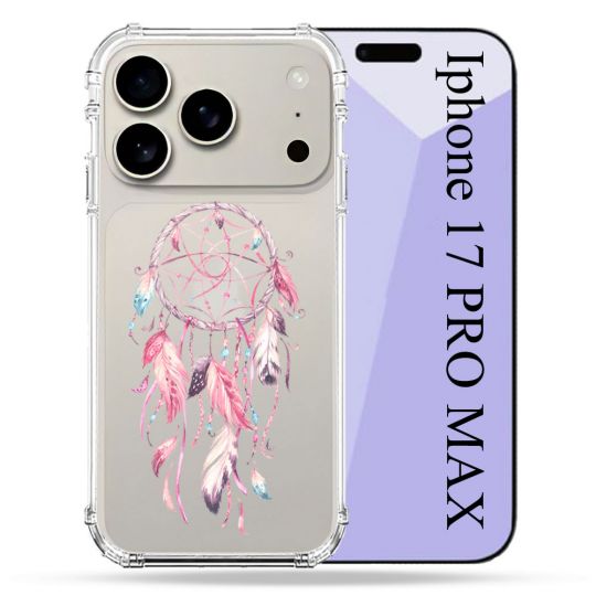 Coque Renforcée Transparente Pour Iphone 17 Pro Max Attrape Reve Rose