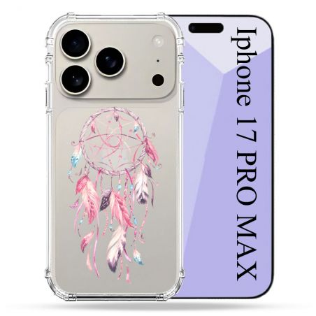 Coque Renforcée Transparente Pour Iphone 17 Pro Max Attrape Reve Rose