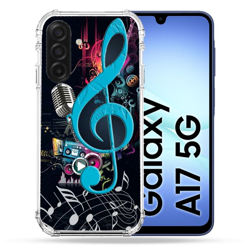 Coque Renforcée Pour Samsung Galaxy A17 5G Musique Cle Sol Bleu