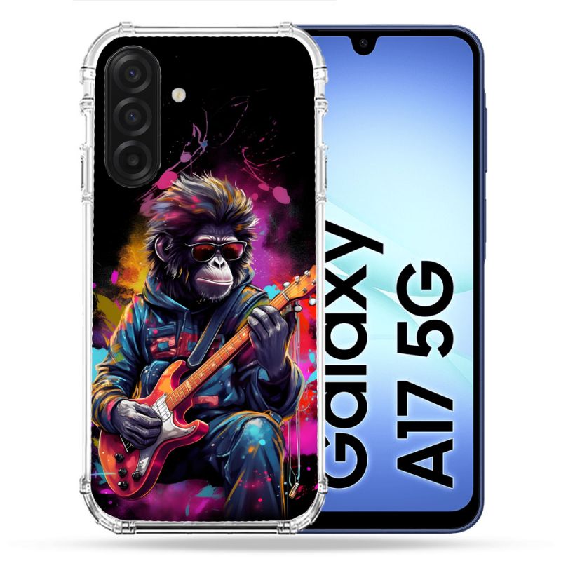Coque Renforcée Pour Samsung Galaxy A17 5G Musique Rock Singe