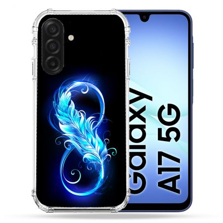 Coque Renforcée Pour Samsung Galaxy A17 5G Texture Plume Infini Bleu