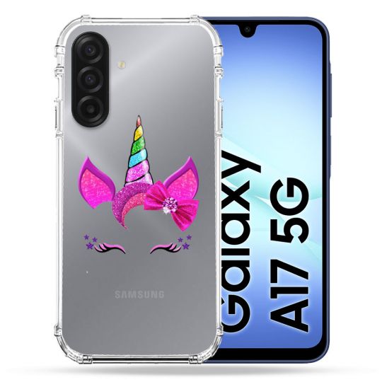 Coque Renforcée Transparente Pour Samsung Galaxy A17 5G Licorne Paillette