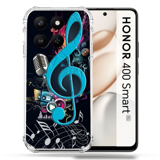 Coque Renforcée Pour Honor 400 Smart 5G Musique Cle Sol Bleu