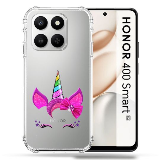 Coque Renforcée Transparente Pour Honor 400 Smart 5G Licorne Paillette