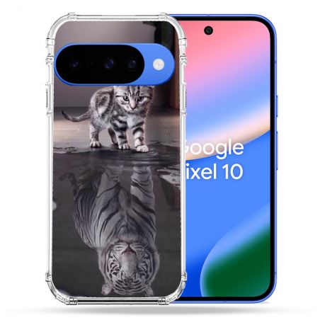 Coque Renforcée Pour Google Pixel 10 Animal Chat Reflet