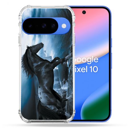 Coque Renforcée Pour Google Pixel 10 Animal Cheval Noir