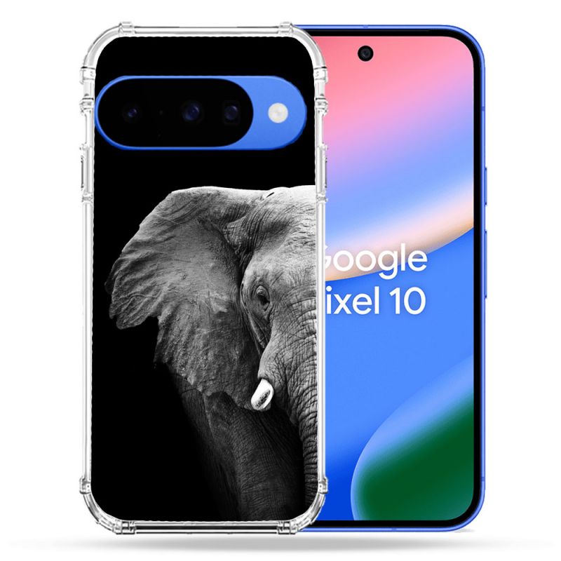 Coque Renforcée Pour Google Pixel 10 Animal Elephant Noir
