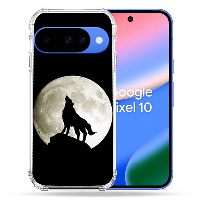 Coque Renforcée Pour Google Pixel 10 Animal Loup Noir