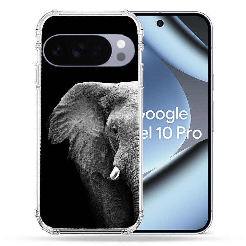 Coque Renforcée Pour Google Pixel 10 Pro Animal Elephant Noir