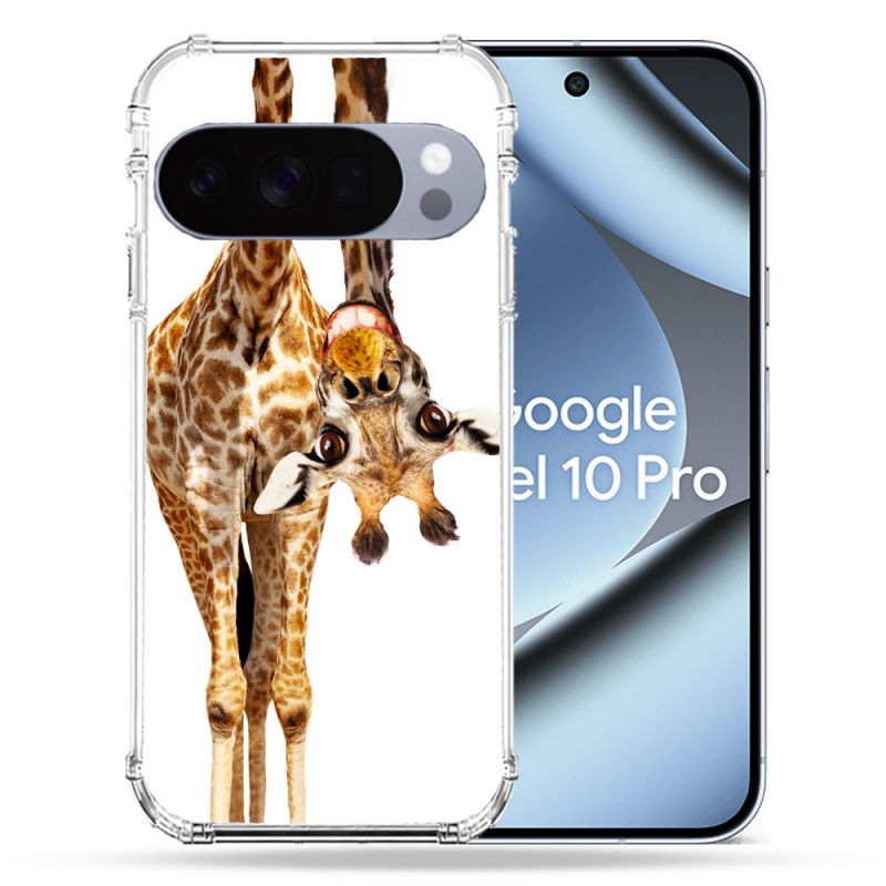 Coque Renforcée Pour Google Pixel 10 Pro Animal Girafe Blanche