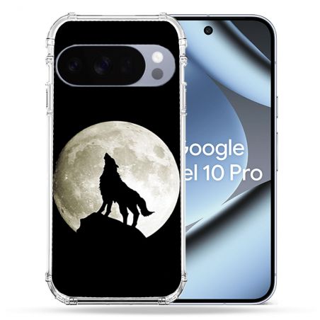 Coque Renforcée Pour Google Pixel 10 Pro Animal Loup Noir