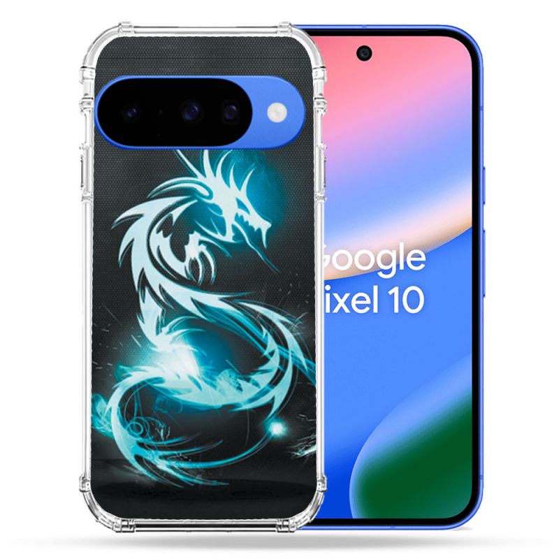 Coque Renforcée Pour Google Pixel 10 Fantastique Dragon Bleu