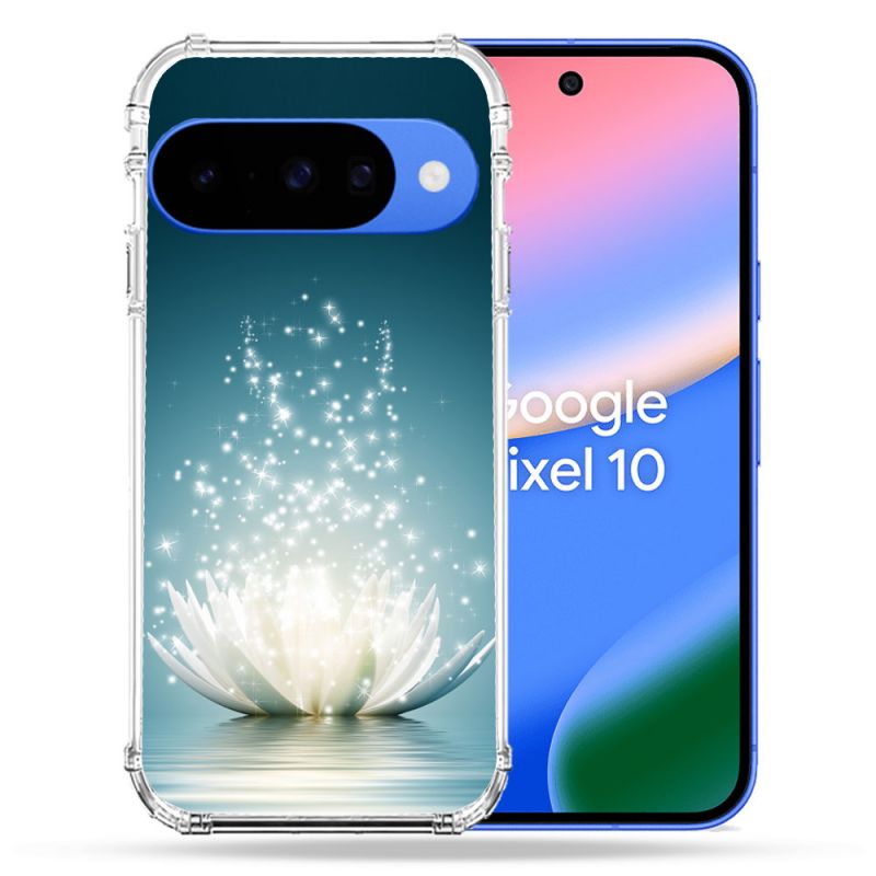 Coque Renforcée Pour Google Pixel 10 Fleur Lotus Blanc