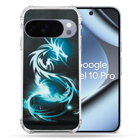 Coque Renforcée Pour Google Pixel 10 Pro Fantastique Dragon Bleu