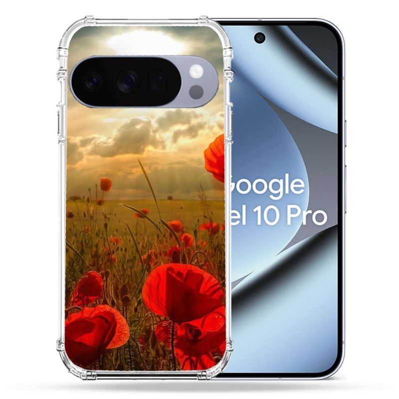 Coque Renforcée Pour Google Pixel 10 Pro Fleur Coquelicot