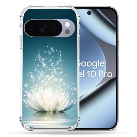 Coque Renforcée Pour Google Pixel 10 Pro Fleur Lotus Blanc