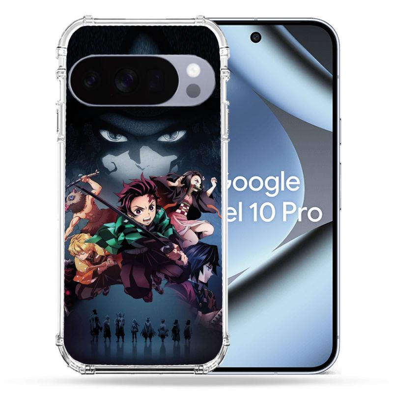 Coque Renforcée Pour Google Pixel 10 Pro Manga Demon Slayer Noir