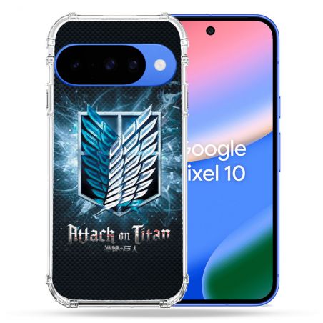 Coque Renforcée Pour Google Pixel 10 Manga Attaque Titans Noir