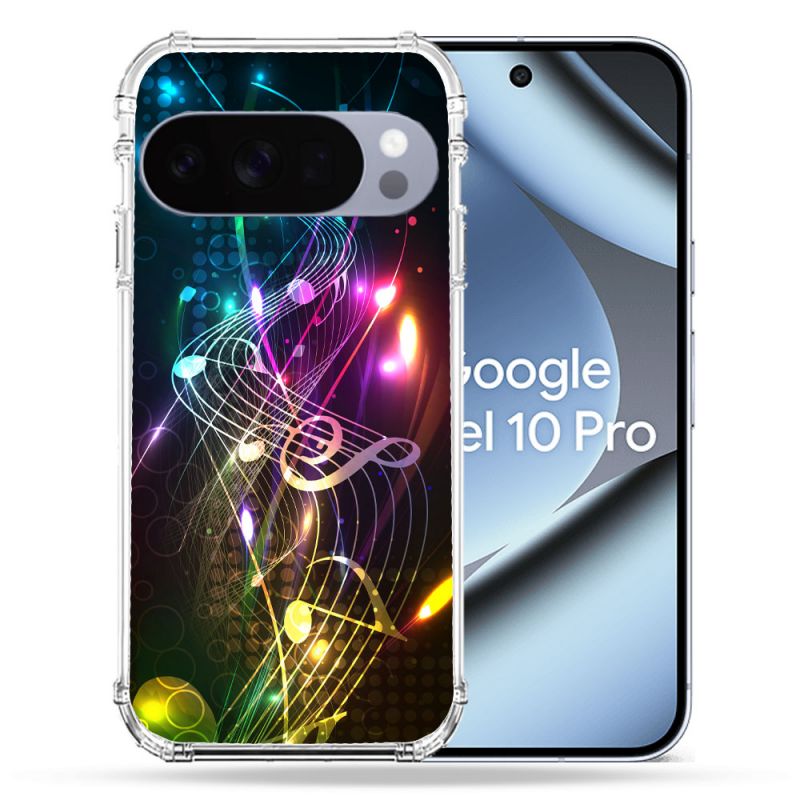 Coque Renforcée Pour Google Pixel 10 Pro Musique Partition Multicolore