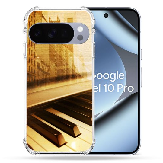 Coque Renforcée Pour Google Pixel 10 Pro Musique Piano Retro