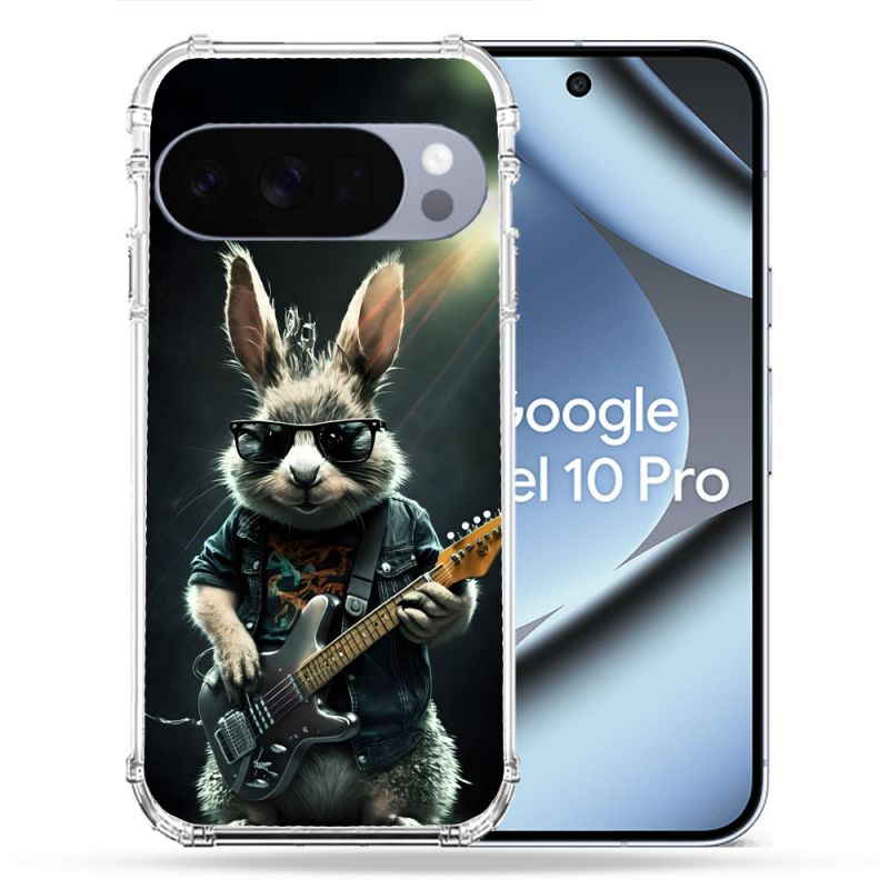 Coque Renforcée Pour Google Pixel 10 Pro Musique Rock Lapin