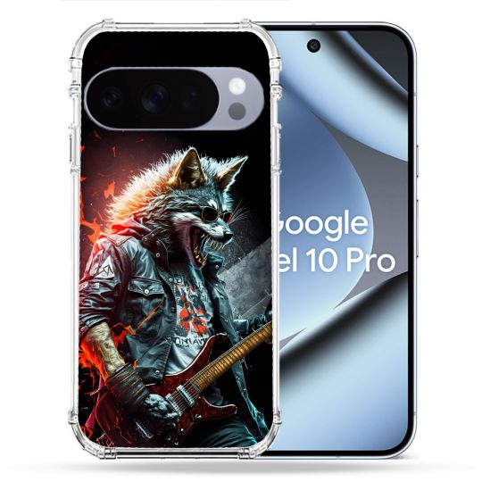 Coque Renforcée Pour Google Pixel 10 Pro Musique Rock Loup