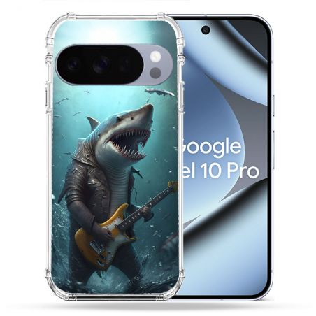 Coque Renforcée Pour Google Pixel 10 Pro Musique Rock Requin