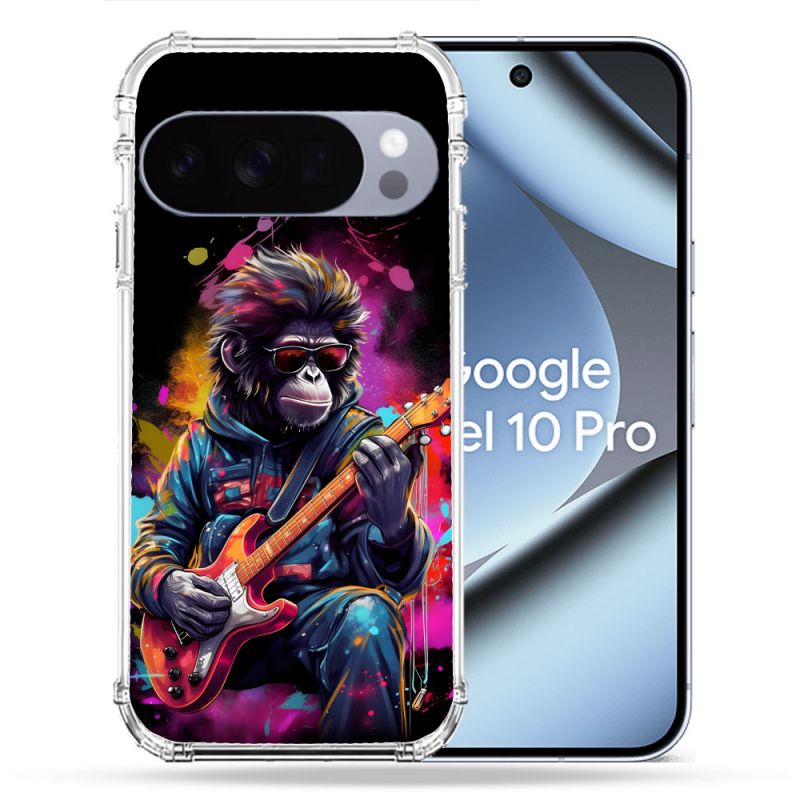 Coque Renforcée Pour Google Pixel 10 Pro Musique Rock Singe