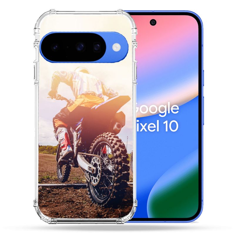 Coque Renforcée Pour Google Pixel 10 Moto Cross Soleil