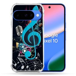 Coque Renforcée Pour Google Pixel 10 Musique Cle Sol Bleu