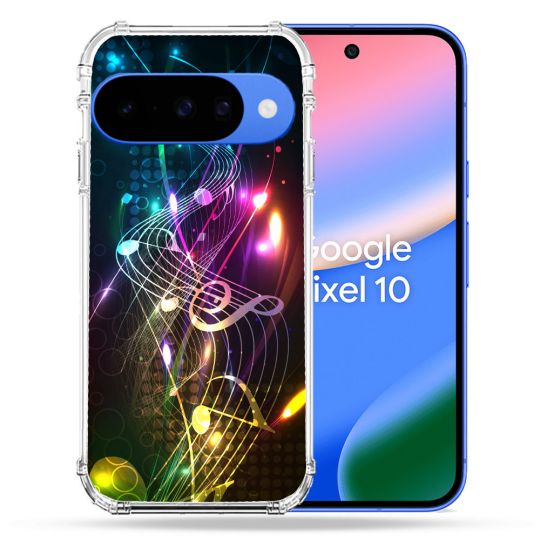 Coque Renforcée Pour Google Pixel 10 Musique Partition Multicolore