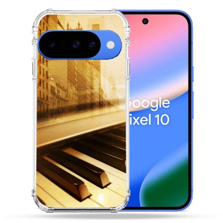 Coque Renforcée Pour Google Pixel 10 Musique Piano Retro