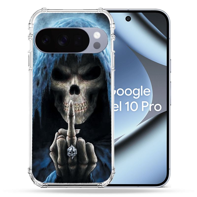 Coque Renforcée Pour Google Pixel 10 Pro Tete de Mort Doigt