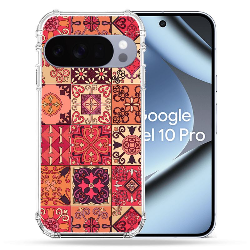 Coque Renforcée Pour Google Pixel 10 Pro Texture Carreau Ciment Rouge