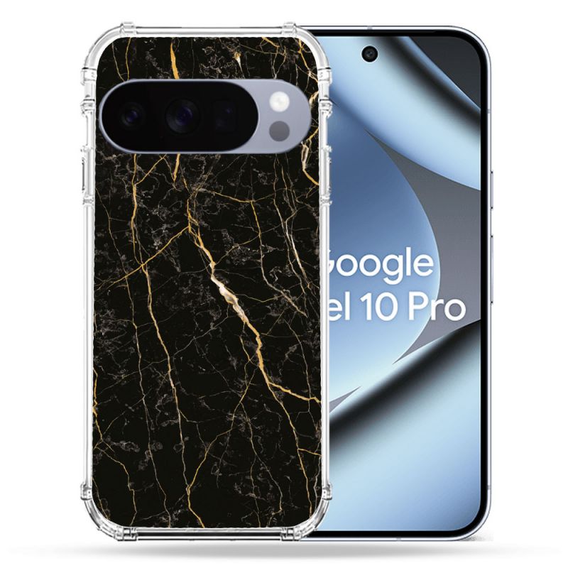 Coque Renforcée Pour Google Pixel 10 Pro Texture Marbre Noir