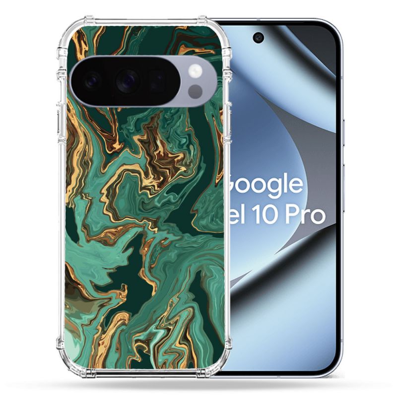 Coque Renforcée Pour Google Pixel 10 Pro Texture Marbre Vert